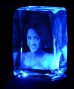 3d beveled photo crystal cube with light up stand